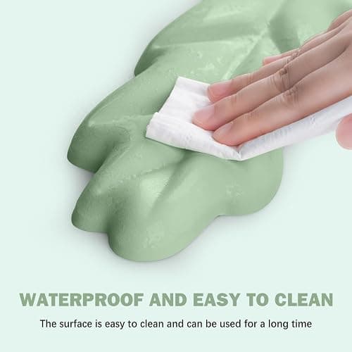Lauspuck Keyboard Wrist Rest Pad Set, Leaf Shape PU Leather Memory Foam Wrist Cushion Support,Mouse Wrist Rest Pad,Non-Slip Wrist Support for Easy Typing Pain Relief, Green Leaf thumbnail 6