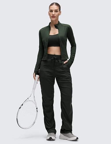 CRZ YOGA Butterluxe Waist Length Jackets for Women - Full Zip Athletic Track Tops with Thumb Holes Pockets thumbnail 3