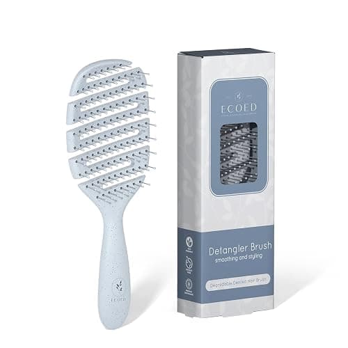 Ecoed Hair brush, Vented Detangling Brush, Quickly Detangles and Smooths hair for Curly, Thick, and Straight Hair, Hair Brush for Women and Men, Blue, Eco Friendly, Sustainable Material - Image 1