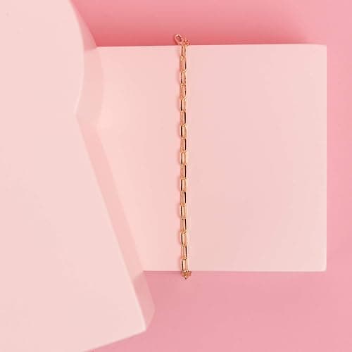 PAVOI 14K Gold Plated Paperclip/Curb/Figaro Chain Adjustable Bracelet for Women - Yellow Gold - Paperclip thumbnail 4