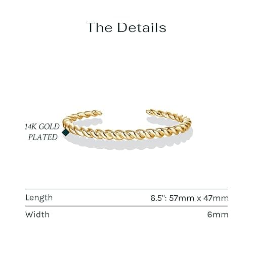 PAVOI Gold Plated Twisted Chunky Bangle Bracelet | 14K Gold Plated | Lightweight Everyday Jewelry thumbnail 3