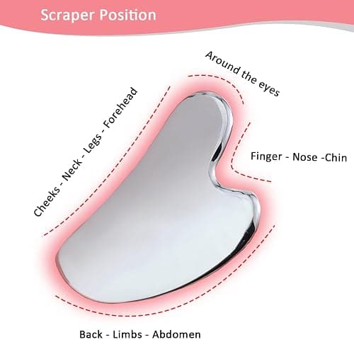 Gua Sha Facial Tool, Stainless Steel Guasha Scraping Massage Tool, Metal Lymphatic Drainage Massage Scraper for Face, Eyes, Neck, Body thumbnail 7