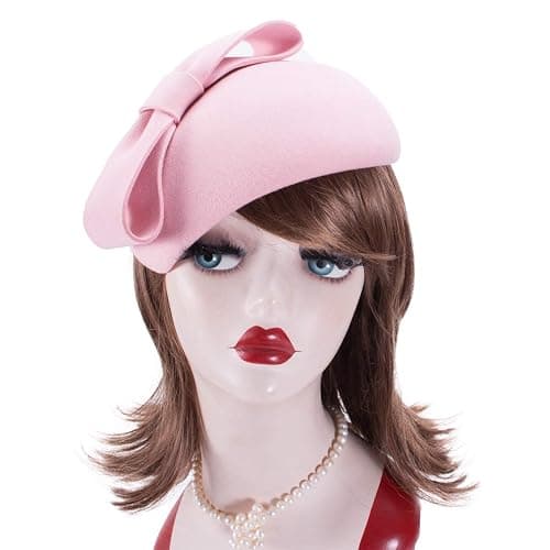 Lawliet Teardrop Women 1940s Wool Felt Fascinator Hat Bow Tam Beret Casque A568 thumbnail 5