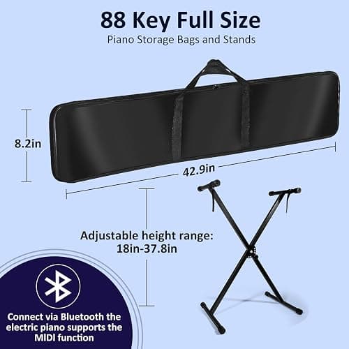 88 Key Piano Keyboard, Semi Weighted Electronic Digital Piano with Music Stand, Power Supply, Sustain Pedal, Bluetooth, Stand, MIDI, for Beginner Professional at Home, Stage thumbnail 5