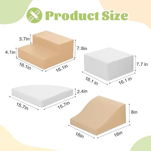 TODIBY 4-Piece Climbing Blocks for Toddlers: Soft PU Leather Baby Playset - Crawl and Climb Activity Indoor - Kids Play Equipment Climber Foam Blocks (Coffee/White) thumbnail 2