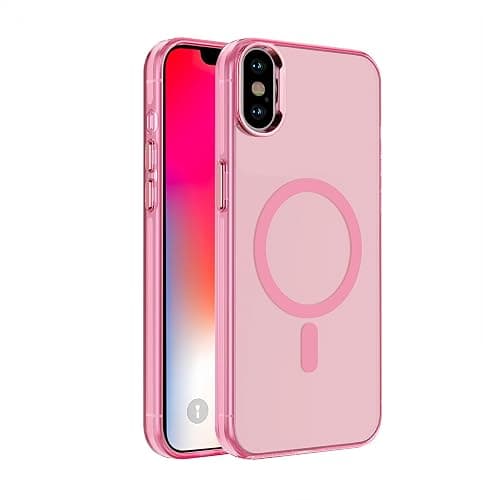 S. Tedazo Magnetic Case for iPhone X/Xs (5.8 inch) Compatible with Magsafe,[Not Yellowing] Slim Thin Shockproof iPhone X/Xs Case-Pink - Image 1
