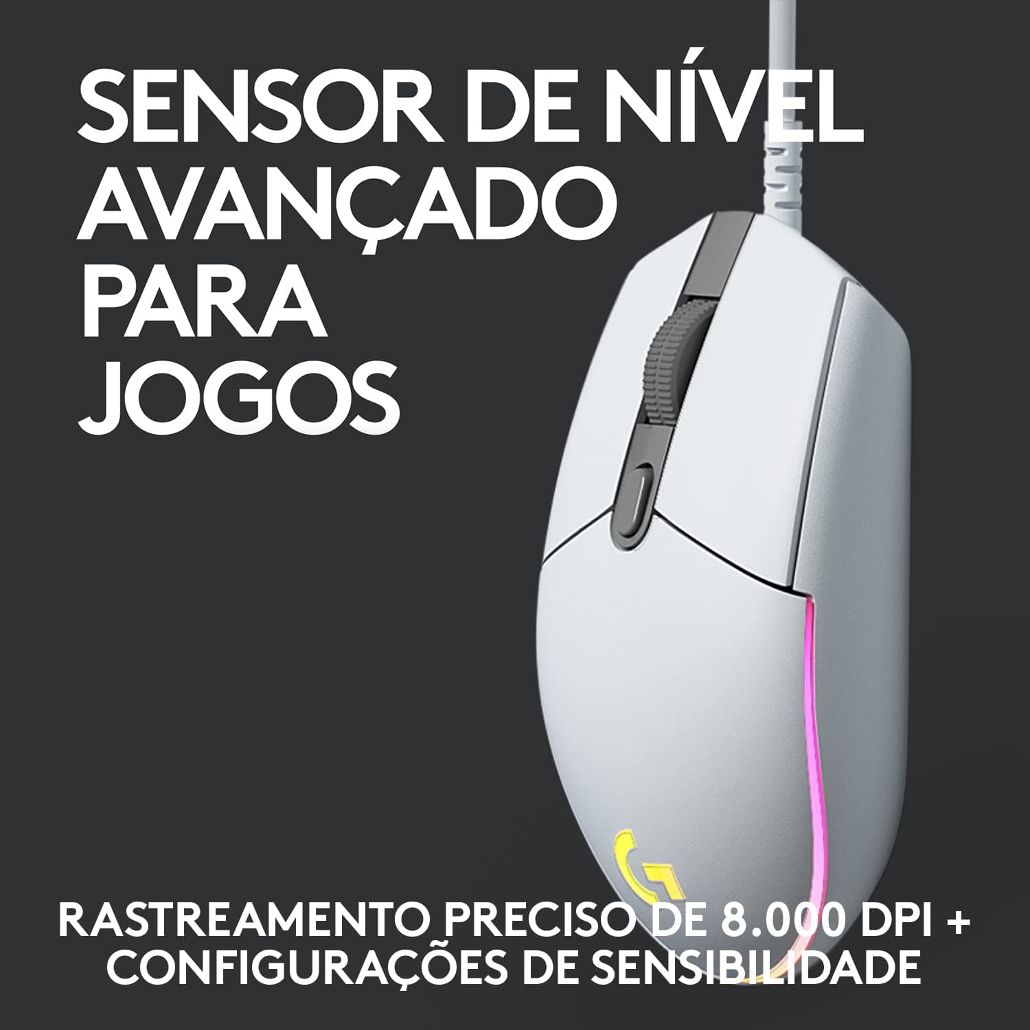 Logitech G203 LIGHTSYNC Mouse Gaming con Iluminación RGB Personalizable, 6 Botones Programables Seguimiento de hasta 8,000 DPI, Ultra-ligero - Blanco thumbnail 3