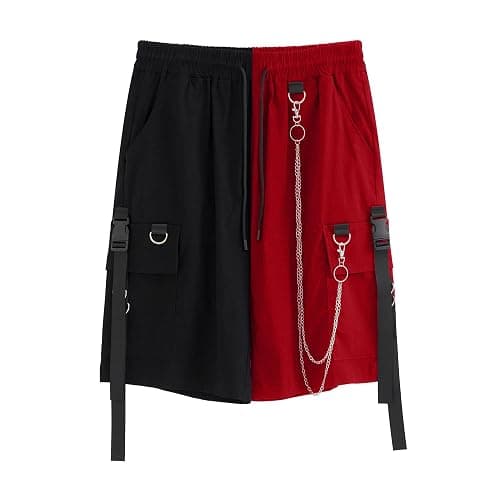 MEINVQIAOTI Black Cargo Pants for Women Street Harajuku Loose Straight Shorts Black Pants with Chains thumbnail 4