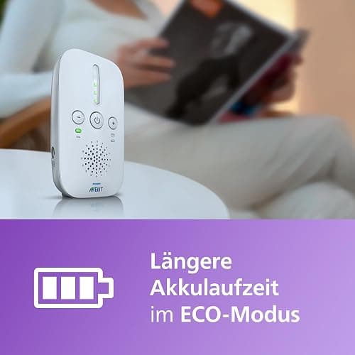 Philips AVENT DECT-Audio-Babyphone, Gegensprechfunktion, störungsfrei, 330 Meter Reichweite, 24 Stunden Akkulaufzeit, Smart ECO-Modus, Nachtlicht, SCD503/26 thumbnail 3
