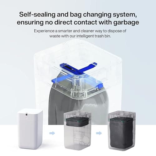 Airdeer Automatic Trash Can, 4 Gallon Self Sealing and Self-Changing Smart Trash Can, Motion Sensor, Touchless Garbage can with lid for Kitchen Bathroom Office, 6 Refill Rings(A1, Golden line) thumbnail 5