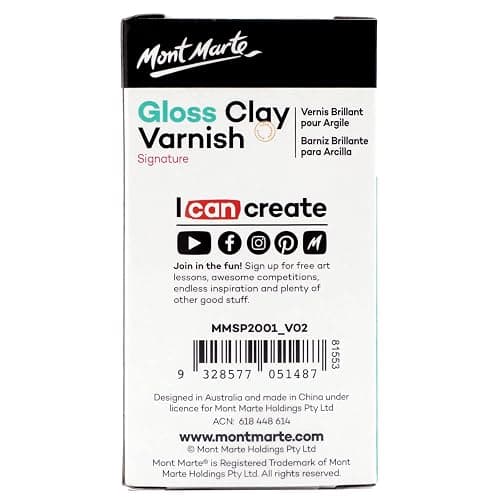 Mont Marte Clay Sculpture Sealant, Glossy Clear Varnish, Signature 4.05oz (120ml), Air or Polymer Clay Sealer thumbnail 6