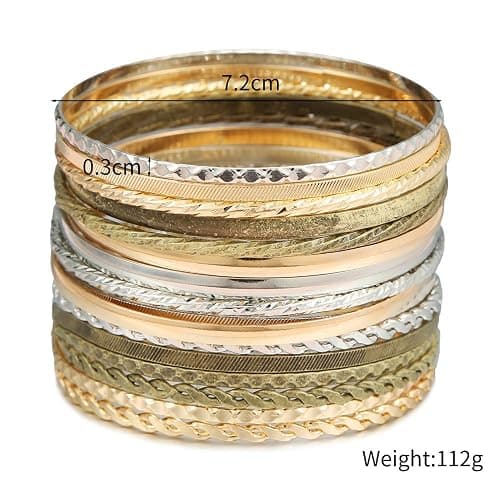 RINTOLER 16Pcs Gold Bangle Bracelets for Women - Multi Layer Stackable Textured Bracelets Boho Jewelrys Set. thumbnail 8
