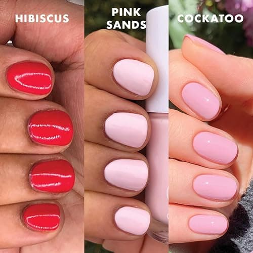Olive & June Best Sellers Nail Polish Set | Includes 3 Long Lasting Shades (Cockatoo, Pink Sands, Hibiscus) + Super Glossy Top Coat | Vegan, Cruelty-Free | Salon-Quality Results at Home thumbnail 3