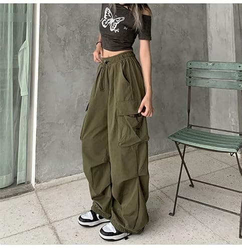 Women Cargo Pants Baggy Y2K Clothing Multi Pockets High Waist Loose Straight Leg Pants Vintage Grunge Aesthetic Clothes thumbnail 5
