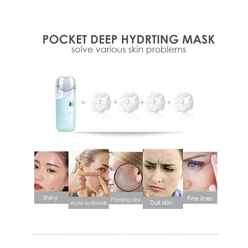 GIVERARE Nano Facial Steamer, Handy Mini Mister, USB Rechargeable Mist Sprayer, 30ml Visual Water Tank Moisturizing&Hydrating for Face, Daily Makeup, Skin Care, Eyelash Extensions-Blue thumbnail 6