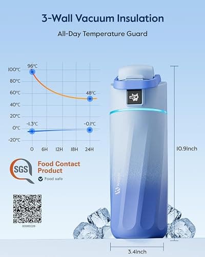 WATERH BOOST Kids Smart Water Bottle with Reminder & Tracker, 16oz | BPA-Free, Vacuum Insulated Stainless Steel, 24H Cold & 12H Hot, DIY Fridge Magnets, Rubber Base, Ideal for Travel & Camping thumbnail 2