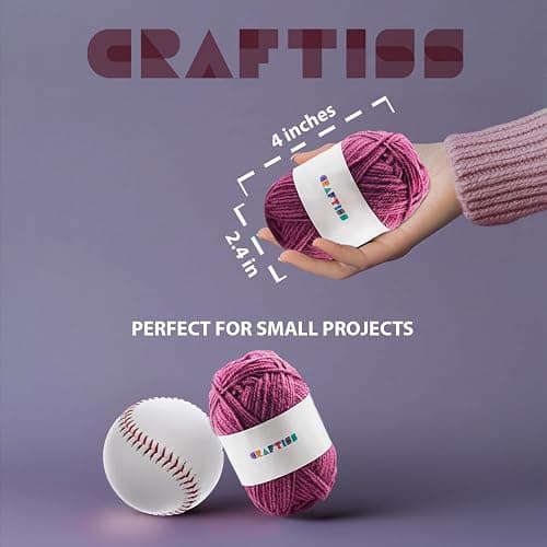 CRAFTISS 30 of 20g/0.7Oz Acrylic Yarn Mini Skeins - 1300 Yards of Soft Yarn for Crocheting and Knitting Craft Project, Assorted Starter Crochet Bulk Kit for Adults and Kids - Mothers Day Gift thumbnail 2