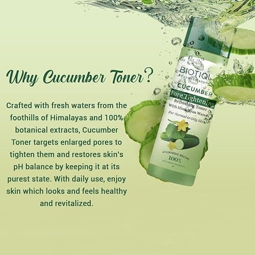 Biotique Bio Cucumber Pore Tightening Toner with Himalayan Waters for Normal to Oily Skin -120 ML/ 4.06Fl.Oz. I Help from Harmful Effects of Sun I Berberis aristata, Cucumis sativus thumbnail 5