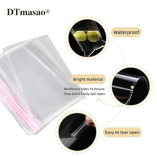 DTmasao 4x6 Inches 100 Pcs Clear Self Sealing Cellophane Bags Cookie Bags Resealable Cellophane Bag for Packaging Cookies,Gifts,Favors, Products,Candy thumbnail 3