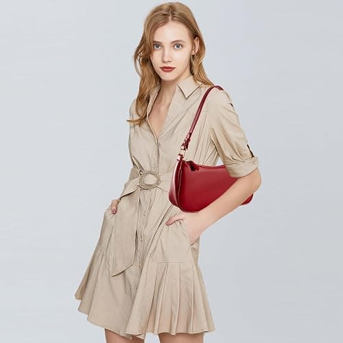 Shoulder Bags for Women Leather Hobo Sling Tote Handbag Retro Clutch Purse with 2 Removable Straps and Zipper Closure thumbnail 7