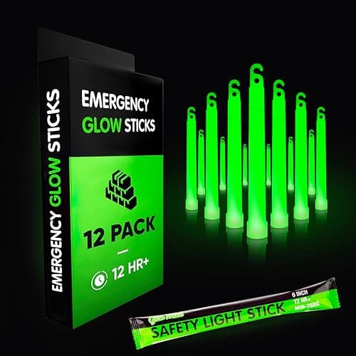 Emergency Glow Sticks with 12 Hours Duration, Individually Wrapped Industrial Grade Glowsticks for Survival Gear, Camping Lights, Power Outages and Military Use - Image 1