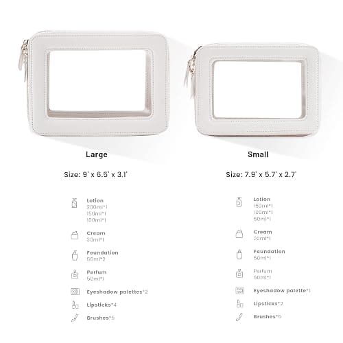 Aveniee Clear Makeup Bag Organizer,Large Travel Toiletry Bag for Women, Waterproof Cosmetic Pouch with Zippers,Car Organizers and Storage Case for Accessories,White thumbnail 4