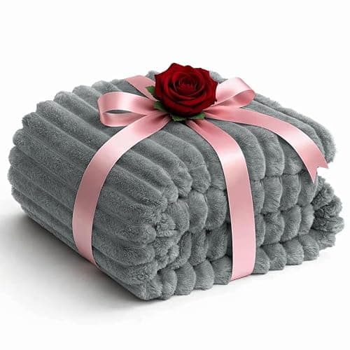 HIMEET Soft Light Grey Throw Blanket for Couch - 300GSM Cozy Fleece Blanket for Men, Cute Lightweight Blankets Birthday Gifts for Her Him, Valentines Spring Home Room Decor, Light Grey, 50x60 Inches - Image 1