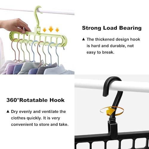HEYHOUSE Closet Organizers and Storage,College Dorm Room Essentials,Pack of 6 Multifunctional Organizer Magic Space Saving Hangers with 9 Holes Storage Organization for Wardrobe Closet thumbnail 5