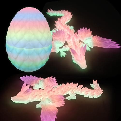 Flying Dragons Eggs, 3D Printed Dragon Egg with Articulated Wings Dragon Inside and with Glow in The Dark, Home Desktop Decor, Creative Ornaments, Easter Birthday Gifts thumbnail 4