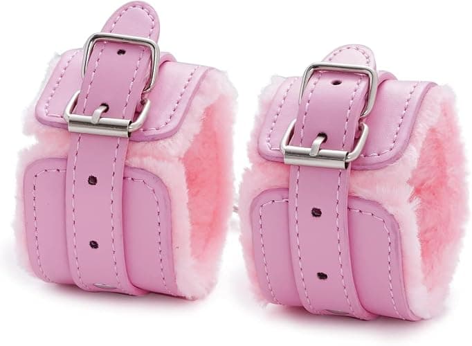 New Pink PU Leather Cuffs Soft Furry Wrist Sex Hand Cuff Bracelets Handcuffs for Grownups Bedroom Set for Adults Hand Cuffs for Women Couples Bondage Restraints Set Sweater Yoga B042 thumbnail 4