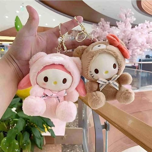 Cartoon Bag Charms Cute Plush Keychain for Women Girls, 5" Soft Backpack Key Chain Cute Stuffed Animals Bag Keychain thumbnail 8