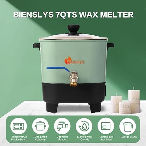 Electric Wax Melter Pot for Candle&Soap Making-Large 7Qts Capacity, Digital Temperature Panel with Spout, Non-Stick, V Bottom for Easy Pour&Clean thumbnail 4