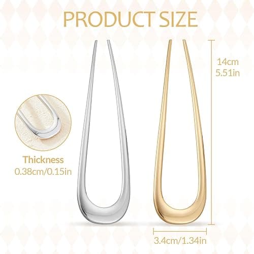 Hanyousheng 2Pcs Épingle à Cheveux Françaises en Méta, de U Fourchette à Cheveux Chignon pour Cheveux Épais, Épingles à Cheveux Françaises, De Cheveux Pince, pour Femmes Filles Accessoires de Coiffure thumbnail 2