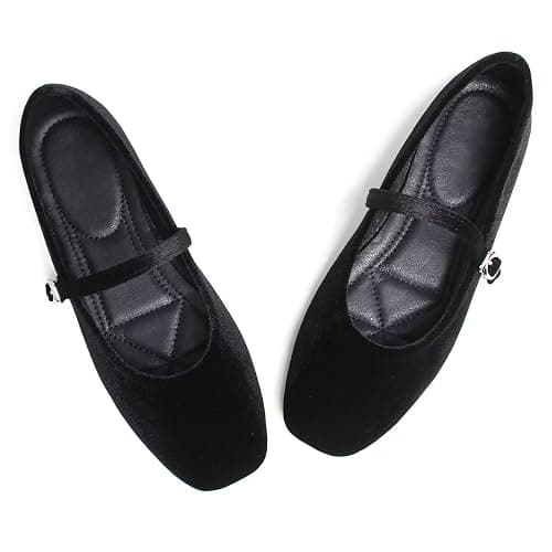LUXINYU Flats for Women Dressy Square Toe Ankle Strap Mary Jane Shoes Casual Slip On Flats Comfortable Ballet Flats - Image 1