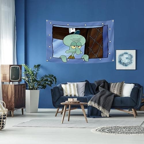 Octopus Cartoon Flag 3x5Feet Funny Meme Banner Wall Hanging Tapestries for College Dorm Room Decoration thumbnail 5