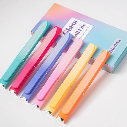 6 Pcs Glass Nail File With Case, Crystal Nail Files for Natural Nails Fingernail Files Set, Double Sided Etched Nail Filer Professional Ceramic Glass File for Travel Gifts Package Fine Grit thumbnail 2