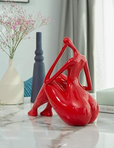 HAUCOZE Lady Sculpture Decor Woman Figurine Statue Modern Arts Gifts Polyresin 11 inch thumbnail 4