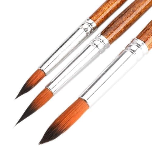 FENORKEY Artist Watercolor Paint Brushes, Round Pointed Tip Paint Brushes Set, 12pcs Different Sizes Detail Paint Brush for Watercolor, Acrylics, Ink, Gouache, Oil, Tempera (Brown) thumbnail 3