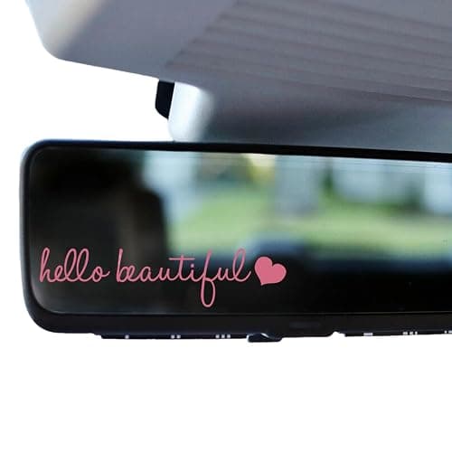 NEXIHOO 3x Hello Beautiful Pink Car Mirror Decals, Vinyl Stickers for Women, Vanity Mirror Stickers, Girl Car Decals, Car Window Decal, Self Affirmations Decal - Image 1