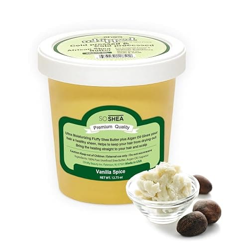 SoShea Whipped Shea Butter Vanilla Spice - Nourishes, Moisturizes & Renews | 100% African Pure Shea Butter | Cold-Pressed & Cold-Processed | No Dyes & Parabens | Vegan | 11.50oz / 326g - Image 1