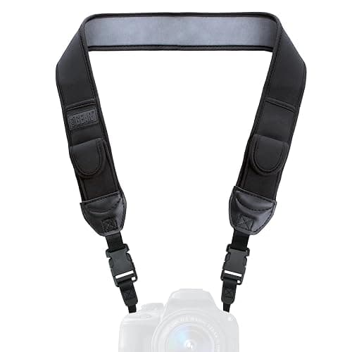 USA Gear TrueSHOT Camera Strap Neoprene Camera Straps - Padded Neck Strap, Pockets, and Quick Release Buckles - Compatible with Canon, Nikon, Sony and More DSLR and Mirrorless Cameras (Black) - Image 1