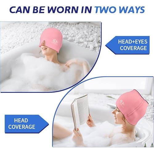 Migraine Relief Cap, Soothing Headache Ice Face Mask Products, Hot and Cold Therapy, Migraine Headache Relief Cap for Migraine, Sinus, Puffy Eyes, Tension, Stress and Hangover(Pink) thumbnail 7