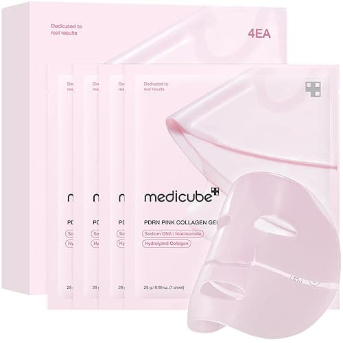 medicube Salmon DNA PDRN pink collagen jelly gel mask | overnight face mask for glass glow skin- elasticity, hydrating, firming and moisturizing | korean skincare, 28g, 4ea - Image 1