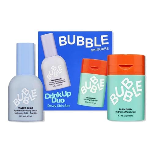 Bubble Skincare Drink Up Duo Dewy Skin Care Set - Travel Size Gift Set Includes Water Slide Hyaluronic Acid Serum & Slam Dunk Face Moisturizer - Promotes Healthy, Hydrated Skin (2 Count) - Image 1