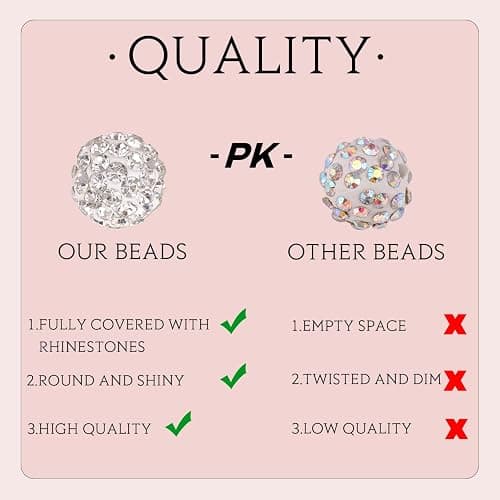 100 pcs 10mm Rhinestone Beads for Jewelry Making, 10 Mixed Colors Shiny Round Shamballa Disco Beads, Sparkle Crystal Clay Christmas for Bracelet Baseball Necklace Earring Crafting and DIY thumbnail 4