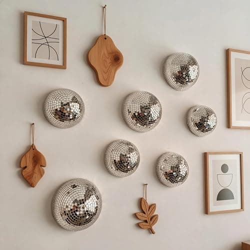 7Pcs Half Disco Ball Wall Decor Set 4/5in Disco Mirror Decor for Home Party | Retro 70s & 80s Disco Wall Decor for bedrooms, bars, apartments, living rooms and aesthetic spaces thumbnail 3