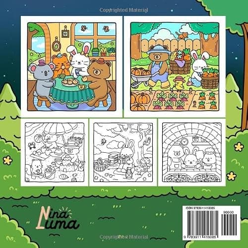 Snuggly Friends: Cute Coloring Book for Adults and Teens with Cozy Fuzzy Animals in Hygge Moments for Relaxation, with Exclusive Music for a Complete Comfort Experience thumbnail 2