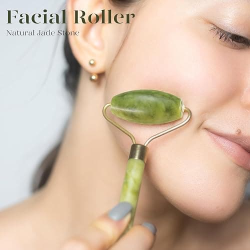 BAIMEI IcyMe Jade Face Roller & Gua Sha, Facial Beauty Skin Care Tools, Self Care Gift for Men Women, Massager for Face, Eyes, Neck, Relieve Fine Lines and Wrinkles - Green thumbnail 5