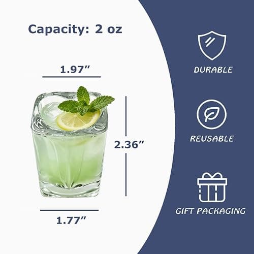 Valeways 2oz Heavy Base Shot Glasses, Sets of 6/Heart Shaped Clear Tequila Shots/Square Shot /Espresso Shot Glass/Bulk Shot Glasses thumbnail 3