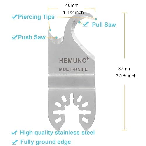 HEMUNC 3PCS Oscillating Multitool Saw Blades, Oscillating Multi Tool Hook Knife Blade for Cutting Roofing Shingles, PVC Carpet, and Cardboard, Fit Dewalt Milwukee Rockwell Bosch Dremel Ryobi Ridgid thumbnail 2